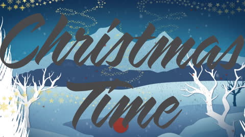 Animated Christmas Greeting with Falling Snow and Winter Scenery