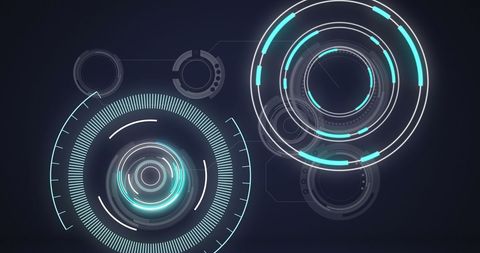 Futuristic Digital Interface with Revolving Blue Data Circles - Download Free Stock Images Pikwizard.com