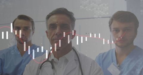 Healthcare Professionals Analyzing Medical Data Trends in Hospital