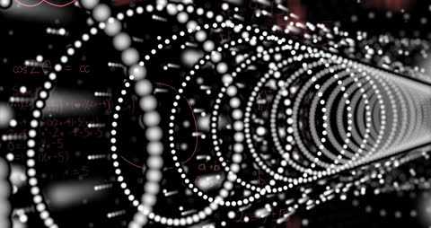 Abstract Digital Tunnel with Mathematical Equations Visualization