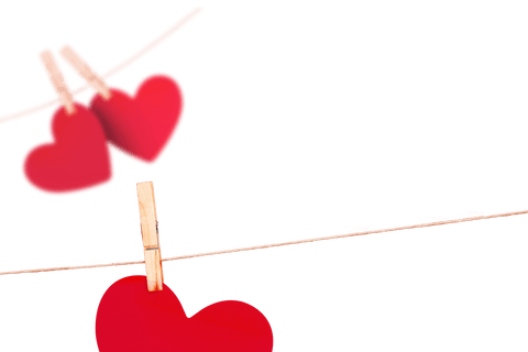 Hanging Hearts on Transparent Background Valentine Illustration