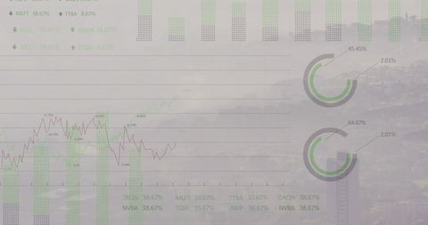 financial data visualization against foggy cityscape - Download Free Stock Images Pikwizard.com