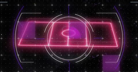Retro Neon Synthwave Digital Arena with Grid Lines - Download Free Stock Images Pikwizard.com