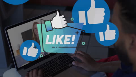 Virtual Communication with Social Media Icons Overlay