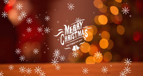 Merry Christmas Greeting with Falling Snowflakes Animation