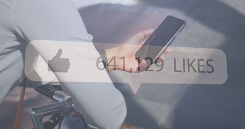 Businesswoman using smartphone with social media likes overlay - Download Free Stock Images Pikwizard.com