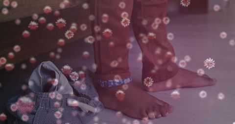 Child experiencing home environment with viral particles