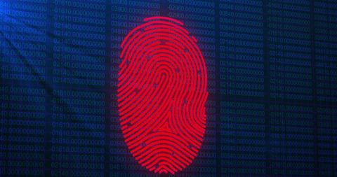 Red Fingerprint Overlay on Binary Code Background - Download Free Stock Images Pikwizard.com