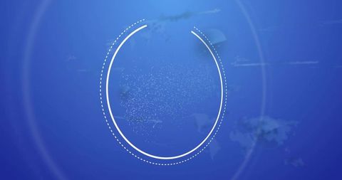 Futuristic blue globe hud ring revealing particle network and map overlay