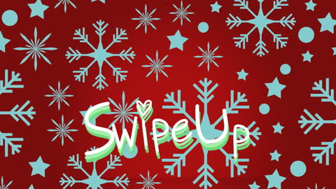 Festive Swipe Up Animation with Snowflakes and Stars on Red