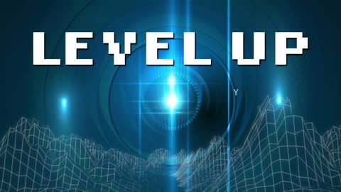 Digital Realm: Futuristic Level Up Animation with Virtual Landscape