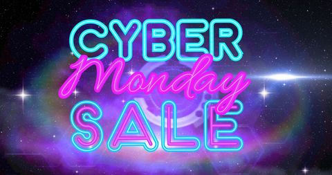 Vibrant Cyber Monday Sale with Neon Typography
