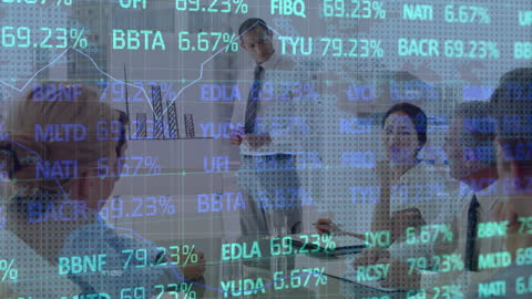 Business Professionals Analyzing Financial Data in Meeting