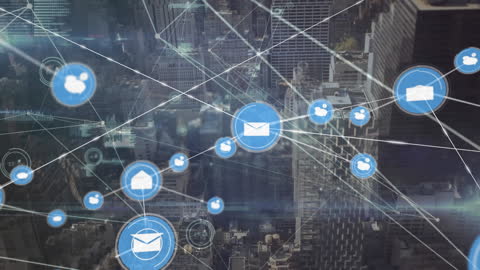 Digital Communication Network Over Urban Landscape