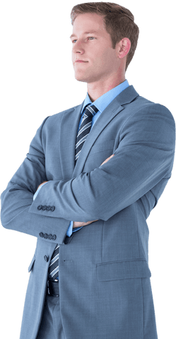 Confident Businessman Posing with Arms Crossed Transparency