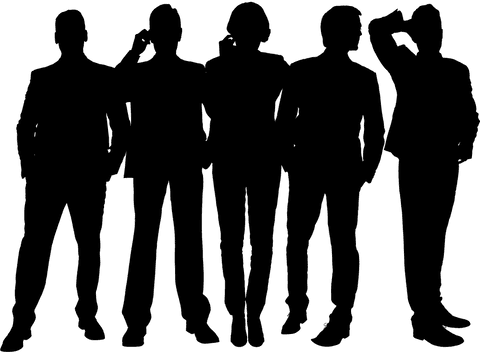 Transparent Silhouette Business People Standing in Line Vector