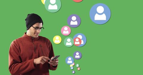 Man Engaging with Online Community on Smartphone - Download Free Stock Images Pikwizard.com