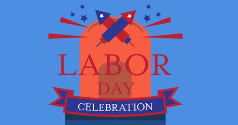 Vibrant Labor Day Celebration Graphic with Firework Elements