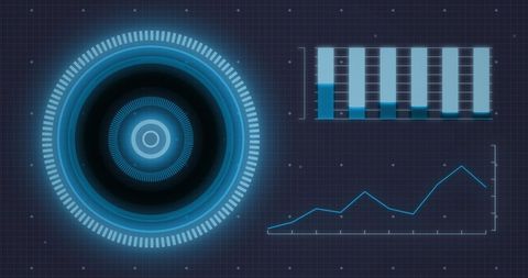 Futuristic Blue Neon Data Interface with Graphical Elements - Download Free Stock Images Pikwizard.com