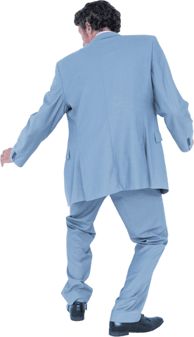 Rear view of businessman bending in suit isolated on transparent background