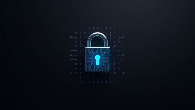 Digital Cybersecurity Concept with Glowing Lock Pad