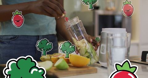 Creating Healthy Smoothie with Vibrant Fruit Illustrations