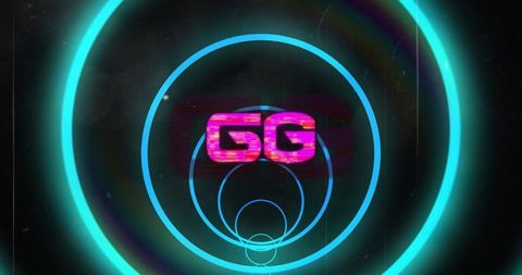 6g concept with neon circles and digital interface