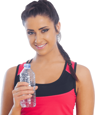 transparent background smiling sportswoman holding water bottle - Download Free Stock Videos Pikwizard.com