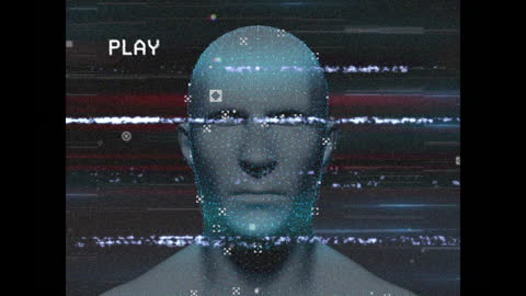 Digital Human with Data Glitch and Processing Effect