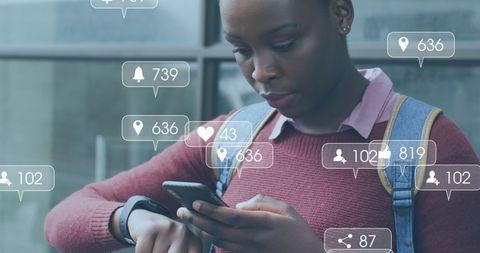 Young Woman Engaging with Smartphone Social Media