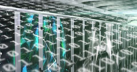 Binary Code Overlapping Computer Servers in Data Center - Download Free Stock Images Pikwizard.com
