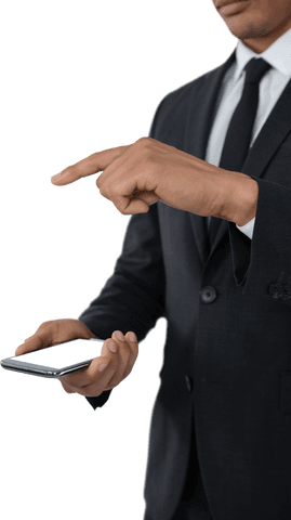Businessman in Suit Navigating Transparent Smart Phone Interface - Download Free Stock Videos Pikwizard.com