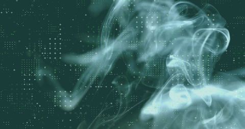 Mystical Smoke Cloud Adorning Digital Grid with Illuminating Squares