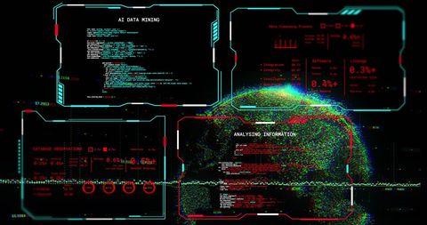 Digital Data Mining and Analysis Interface with Global AI Network Visualization - Download Free Stock Images Pikwizard.com
