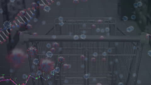 Animated Shopping Cart with DNA and Virus Representation