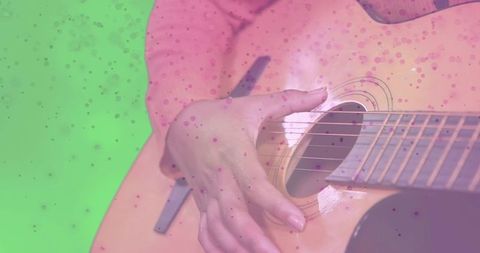 Woman Playing Acoustic Guitar in Studio with Green Chroma Key Background