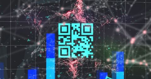 Illuminated QR Code with Digital Network and Data Visualizations - Download Free Stock Images Pikwizard.com