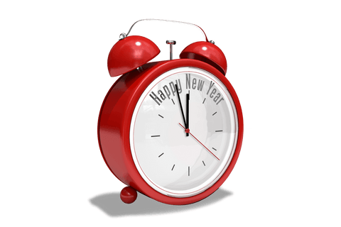 Red Retro Alarm Clock Showing Happy New Year Greeting Transparent Background - Download Free Stock Videos Pikwizard.com
