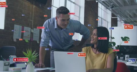 Collaboration with Social Media Interaction in Modern Office