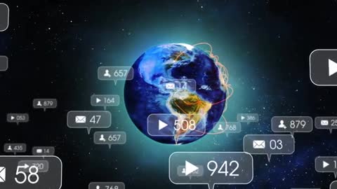 Earth with Futuristic Digital Interface and Social Media Notifications