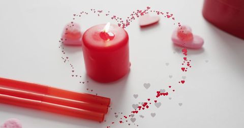 Romantic Candlelight with Heart Motif for Celebration