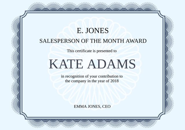 Elegant Blue-Bordered Certificate Template for Prestigious Recognitions - Download Free Stock Templates Pikwizard.com