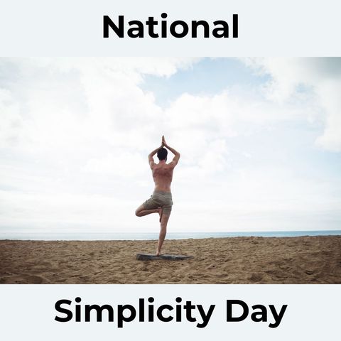 yoga practice on beach for national simplicity day - Download Free Stock Templates Pikwizard.com