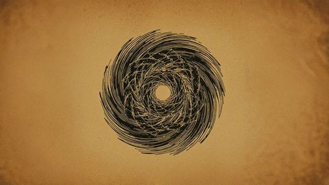 Abstract rotating swirl on textured tan background