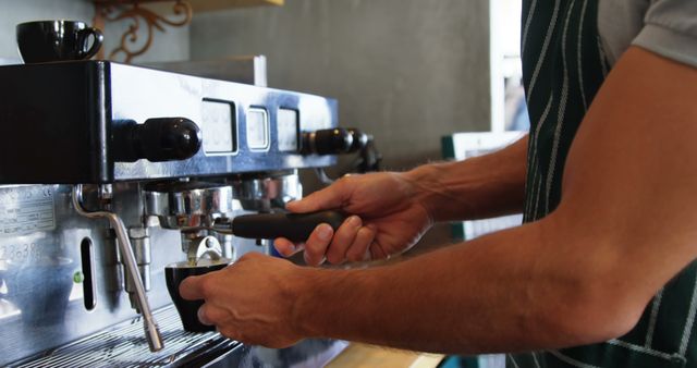 Barista Preparing Espresso at Coffee Shop Counter - Download Free Stock Images Pikwizard.com