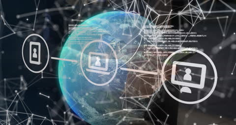 Global Network Communication Concept with Digital Icons