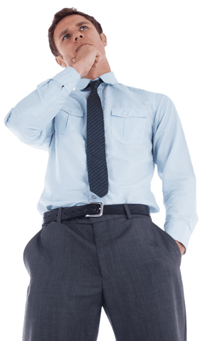 Transparent Thoughtful Businessman Pondering in Formal Attire