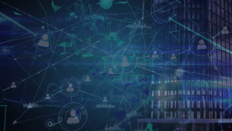 Digital Connectivity and Data Network Over City Skyline