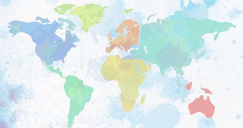 Colorful world map celebrating environmental awareness