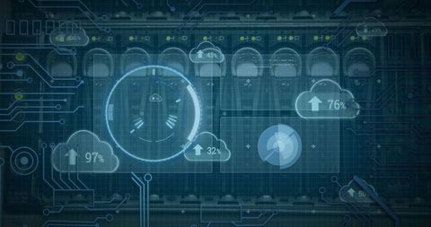 futuristic data processing with digital cloud interface - Download Free Stock Images Pikwizard.com